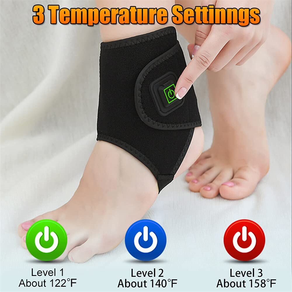 Ankle Heating Pad for Achilles Tendonitis Plantar Fasciitis Relief with 3 Heat Settings-image