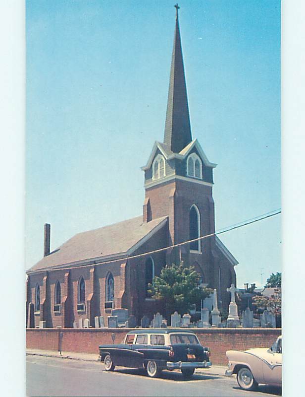 Unused Pre-1980 OLD CARS & CHURCH SCENE Lewes Delaware DE : clearance p3825@
