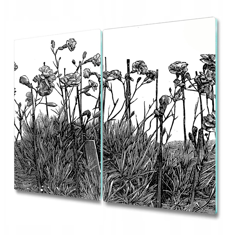 Glass Cutting Board Vintage Engraving A Bunch Of Dianthus Flowering Plant