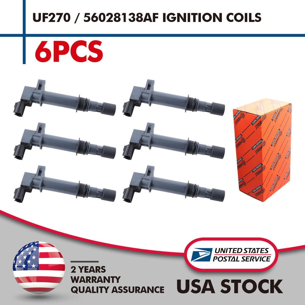 6X High Performance Ignition Coils for Dodge Jeep Mitsubishi 3.7L 4.7L V6 V8 Engines
