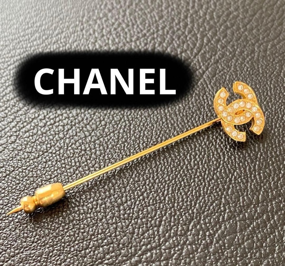 [Used] CHANEL Coco Mark Brooch Gold Tone Rhinestones No Box Good Condition