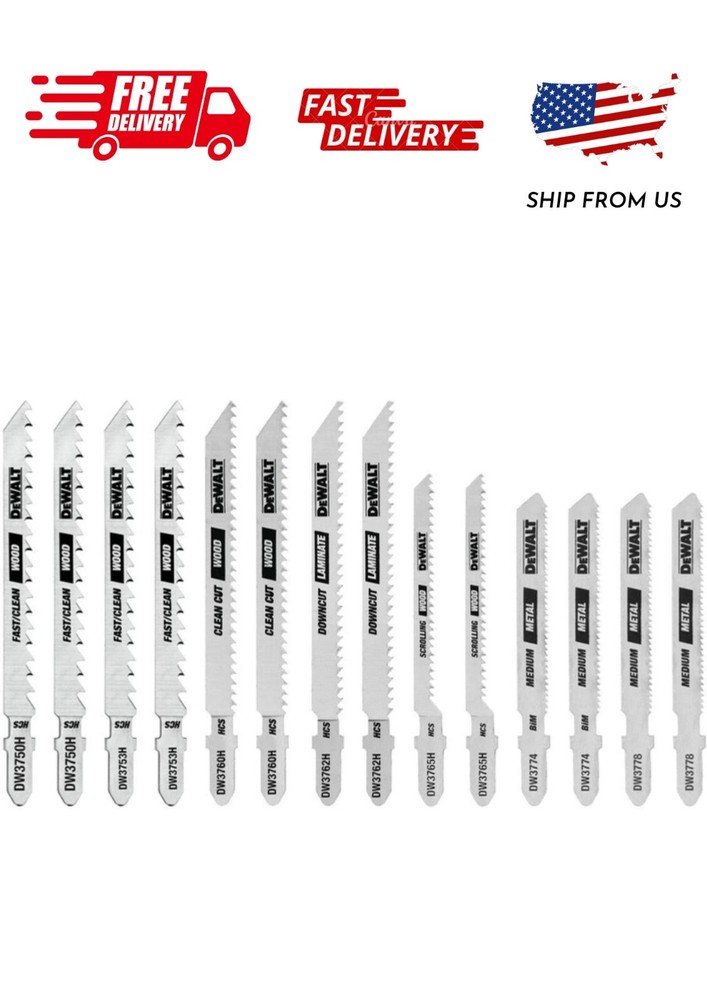 DEWALT DW3742C 14-Piece T-Shank Jig Saw Blade Set with Case