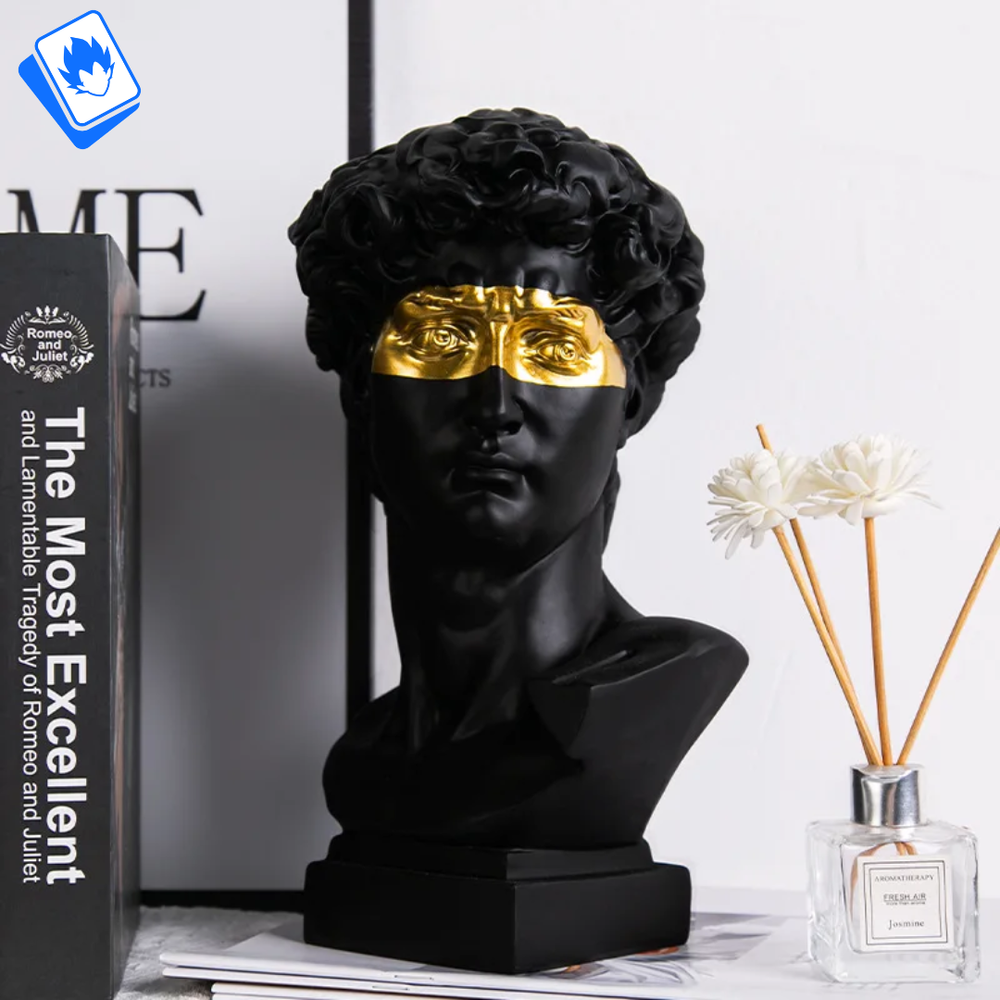 🏛 Modern Decorative Statue Head of David 30cm Black ✨ Collectible Ornament