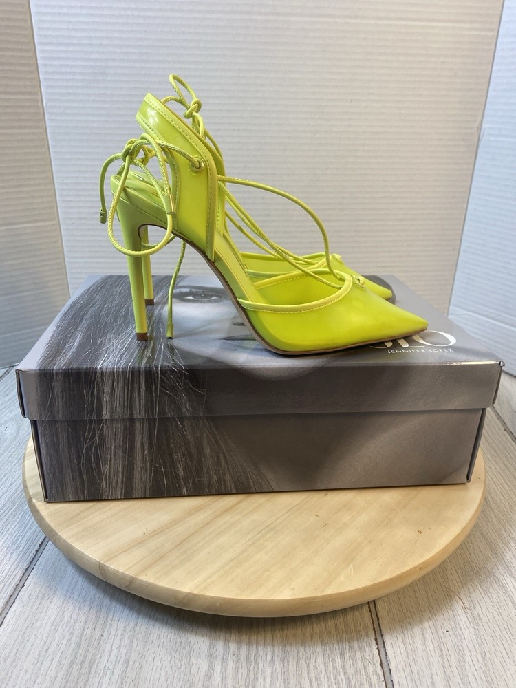 JLO Jennifer Lopez Womens Fedra Green Ankle Strap Heels Size 8M