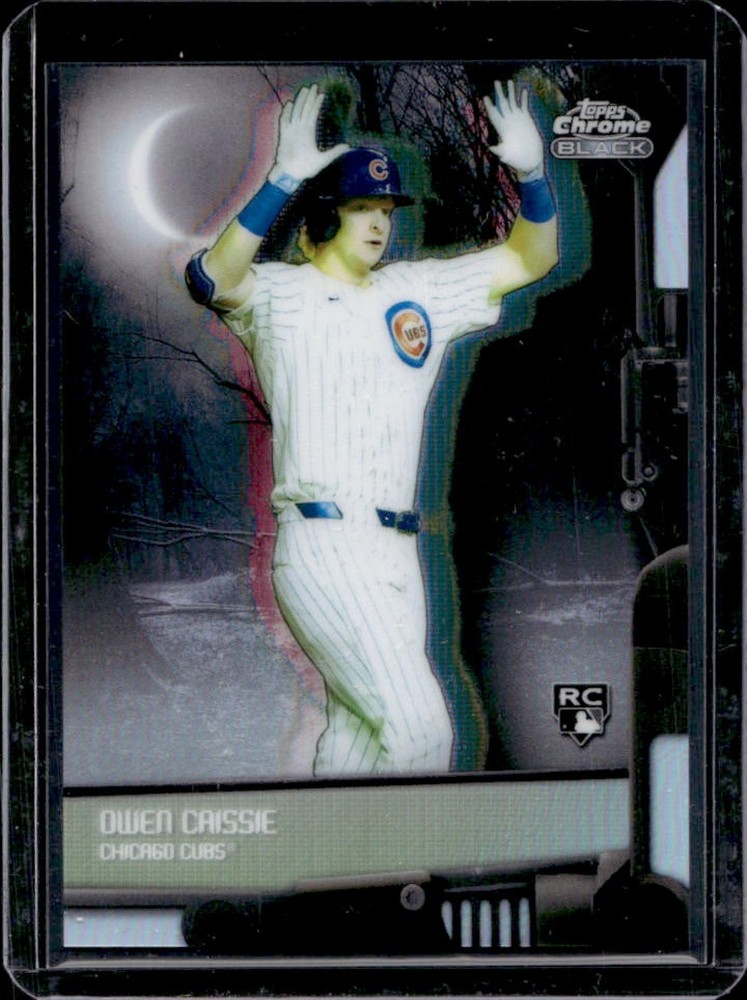 2026 Topps Chrome Black Owen Caissie Nocturnal RC Rookie #NOC-8 CubsConsign with us! Sign Up & Get Started @ dcsports87-com