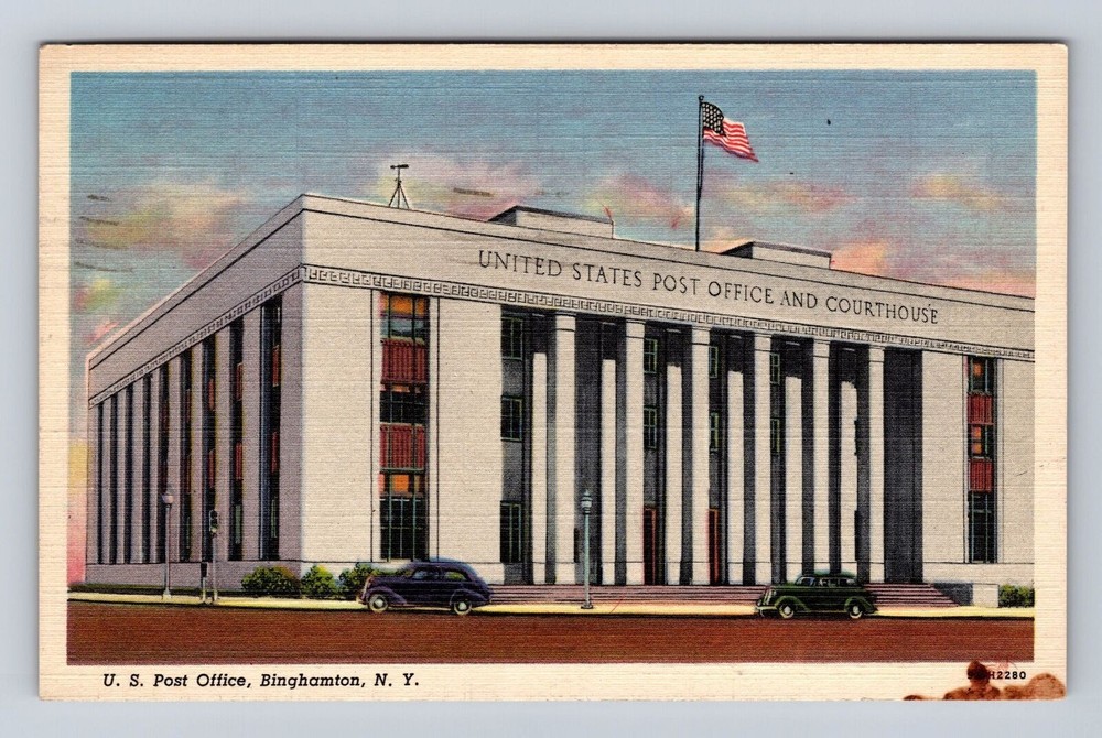 Binghamton NY-New York, United States Post Office, Vintage c1950 Postcard