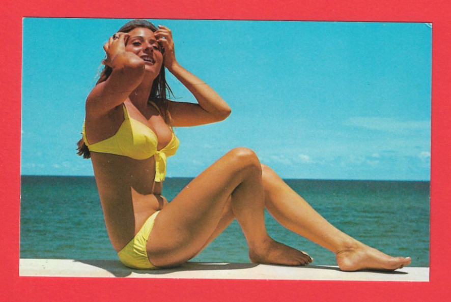 Hollywood Florida Beach, Monica Sexy Girl in Bikini - chrome postcard 1969