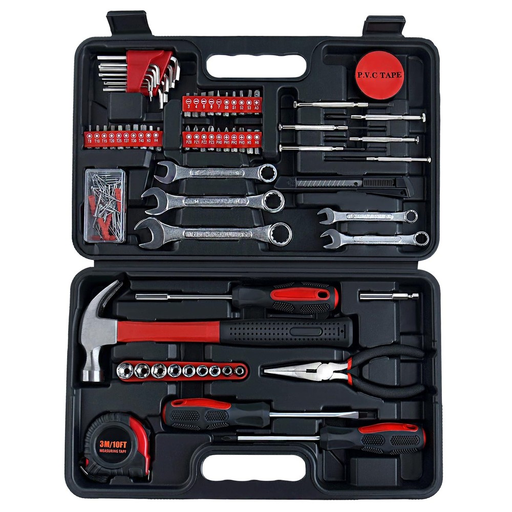 146 PCS Home Tool Kit with Hammer, Pliers, Wrenches, Measure Tape, Screwdrive...