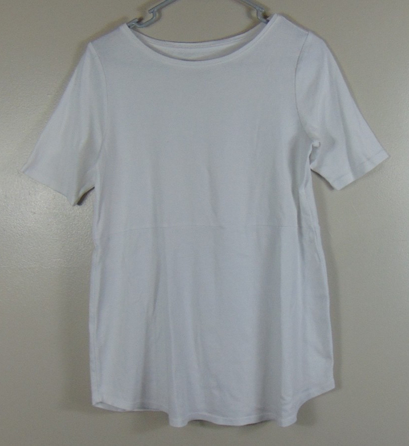 J.Jill Top Womens Size Small White Shirttail Tee Pullover Pima Cotton Stretch