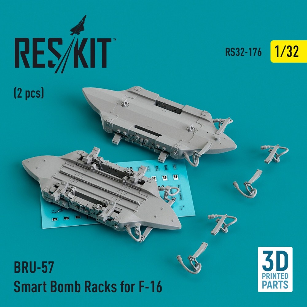 BRU-57 Smart Bomb Racks for F-16 (2pcs) (3D Printed) Scale 1:32 ResKit RS32-0176