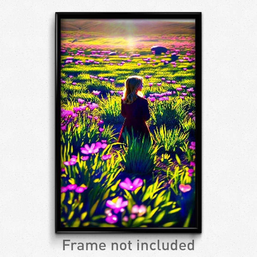 8-Bit Psychedelic Pixel Art Poster - Memorable Meadow Video Game Print