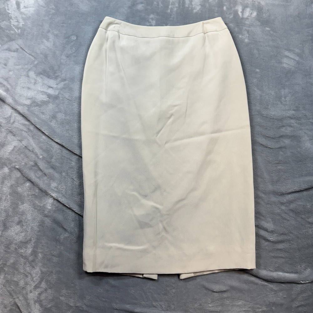 Dana Buchman Womens Back Zip Knee Length Silk Pencil Skirt Ivory Size 4