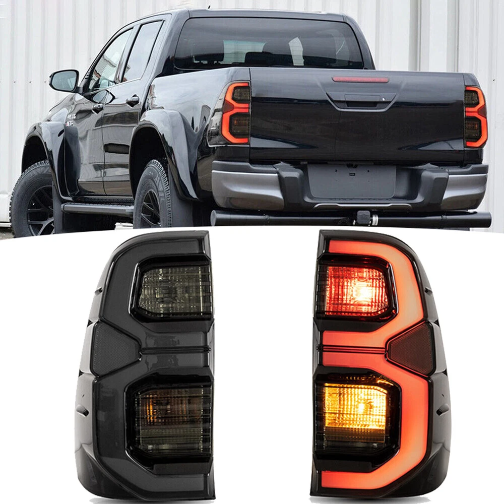 LED Tail Lights For Toyota Hilux Revo 2016-2022 Dynamic Turn Signal Lamp Smoked