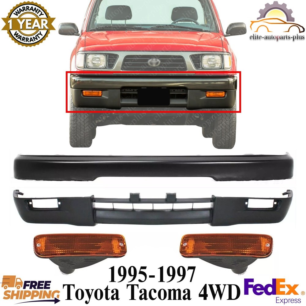 Front Bumper Primed Steel + Signal + Lower Valance For 95-1997 Toyota Tacoma 4WD