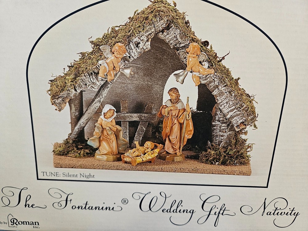 Fontanini Wedding Gift Nativity Musical Stable 5 piece Figure Set 5