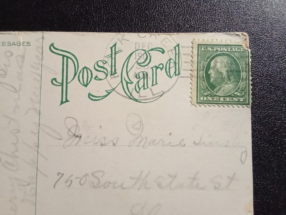 DPO/Doane Cancel ROCK CREEK IL Hardin County Postcard 1909 Helbock Scarcity 3&2