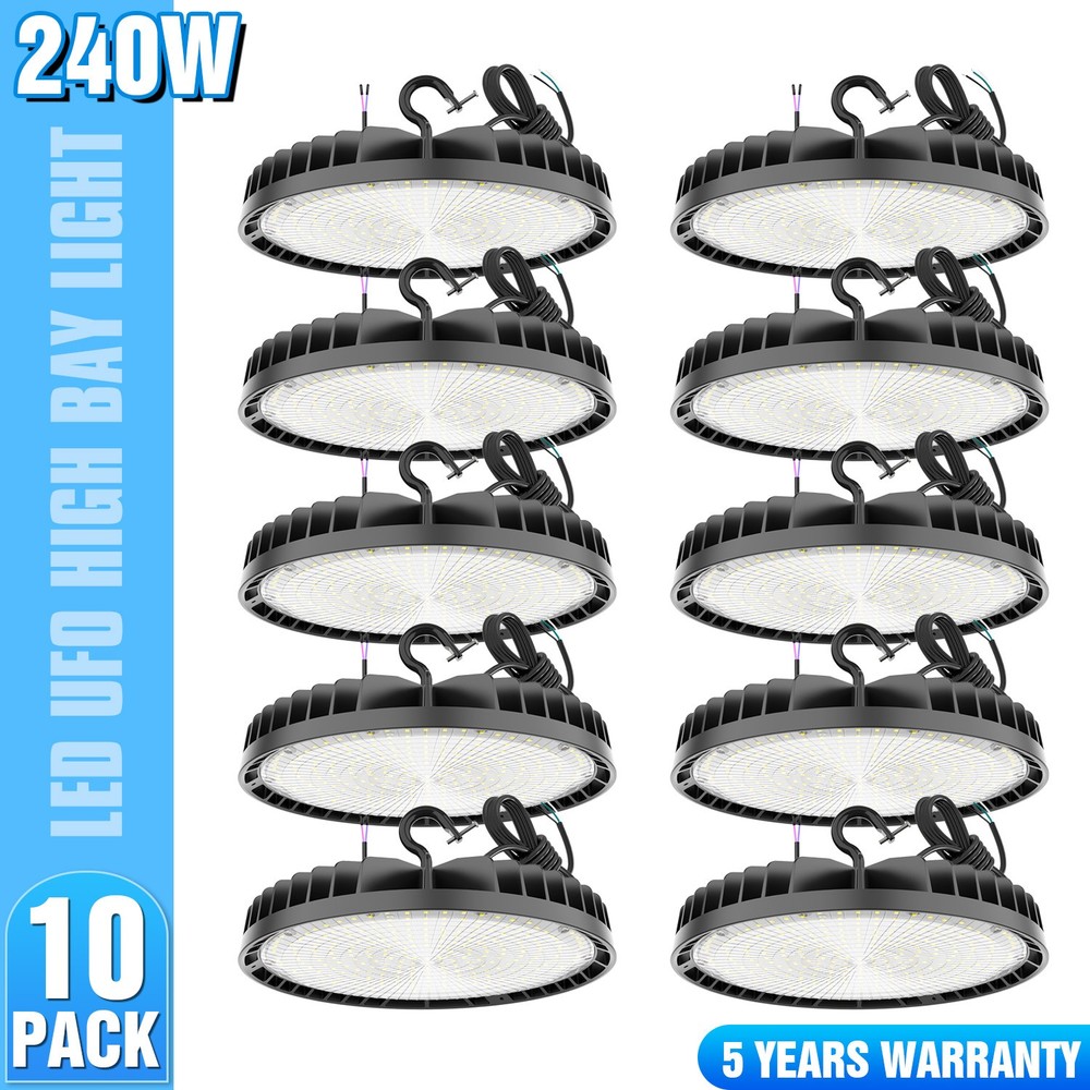 10PACK 240W UFO LED High Bay Light Commercial Warehouse Factory Led Shop Lights.
