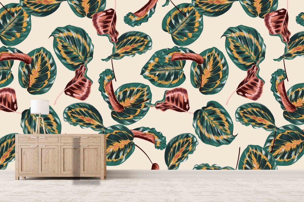 3D Plants Leaf Pattern Wall Murals Wallpaper Murals Wall Sticker