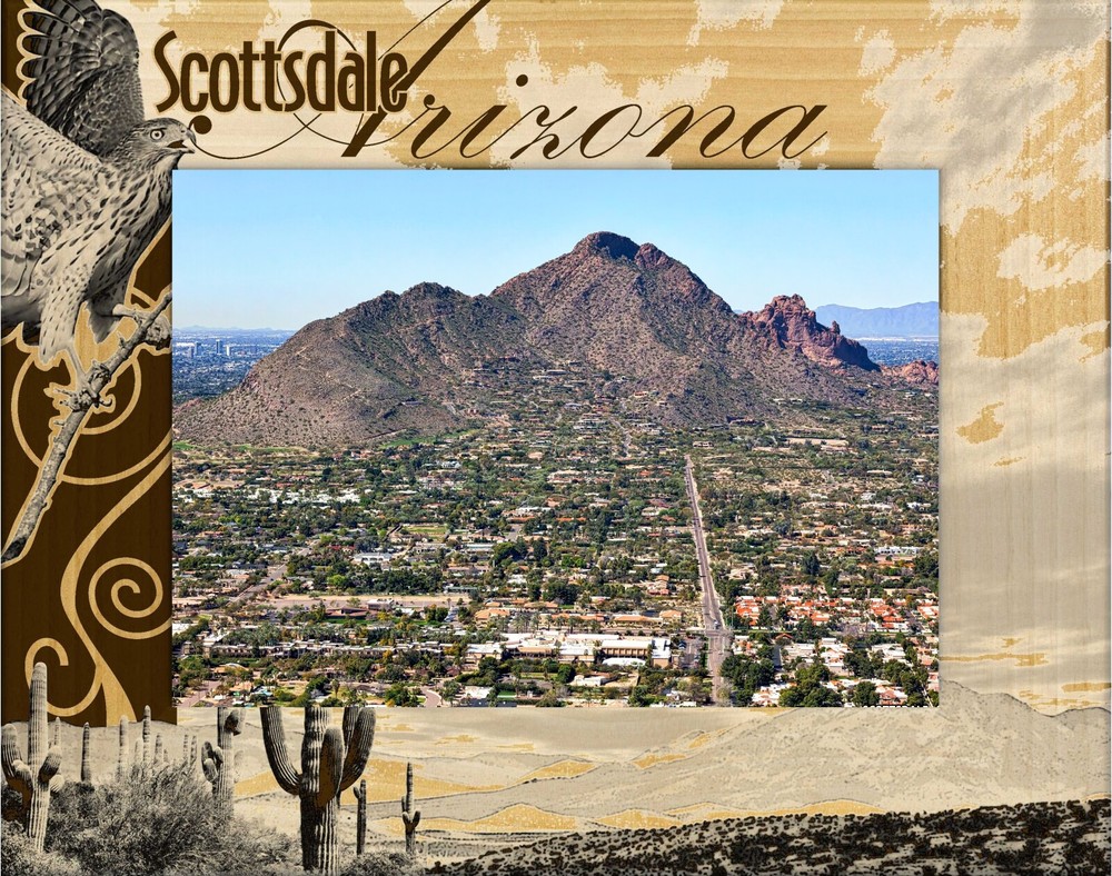 Scottsdale Arizona Laser Engraved Wood Picture Frame Landscape (8 x 10)