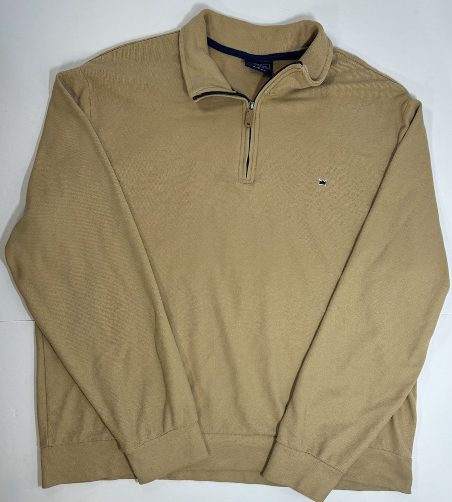 Crown & Ivy Men’s Mock Neck 1/4 Zip Pullover Tan Brown Size XL Sweater Top