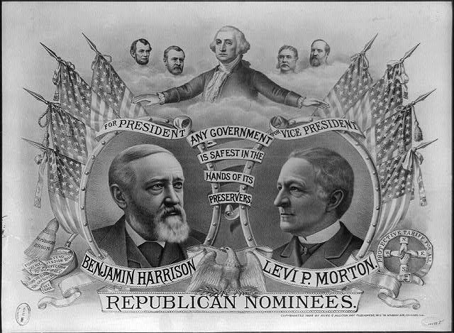 Benjamin Harrison for President. Levi P. Morton for Vice President c1888