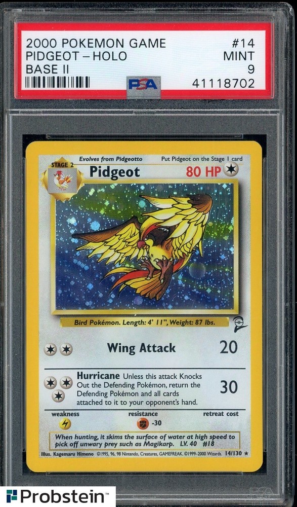 2000 Pokemon Game Base II #14 Pidgeot Holo PSA 9 MINTPROBSTEIN is actively accepting consignments !!