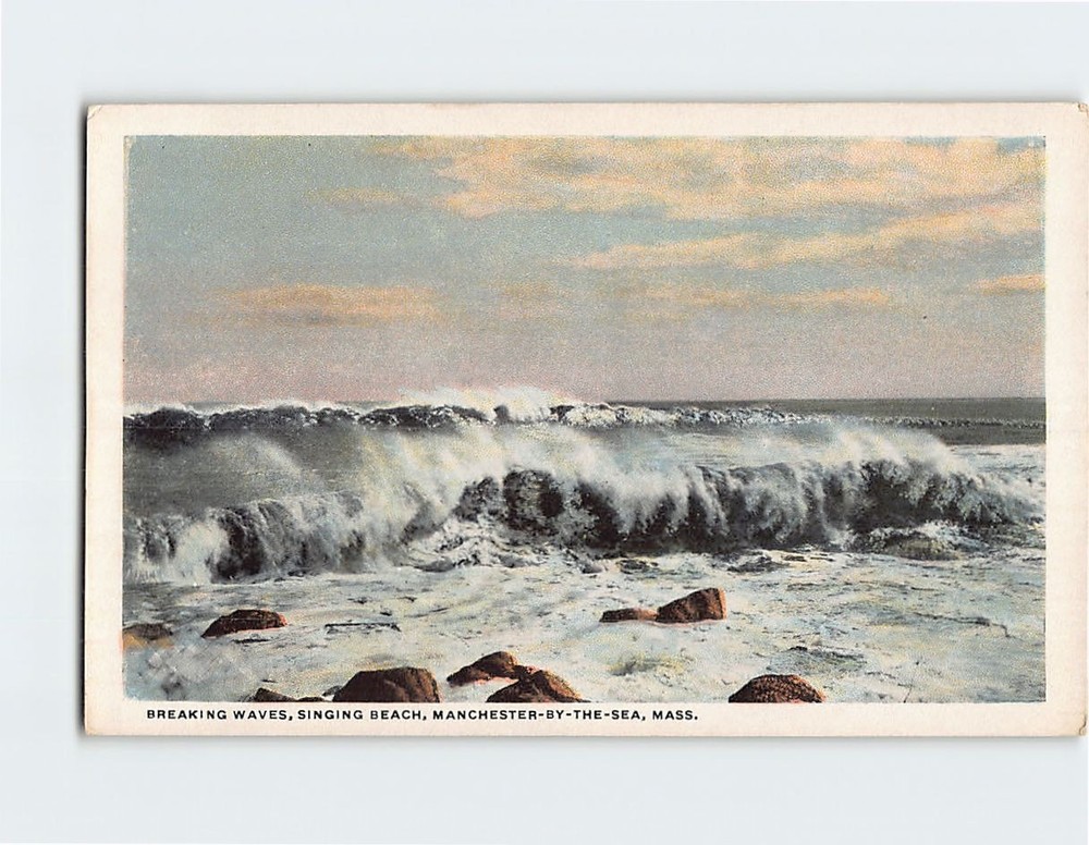 Postcard Breaking Waves Singing Beach Manchester-by-the-Sea Massachusetts USA