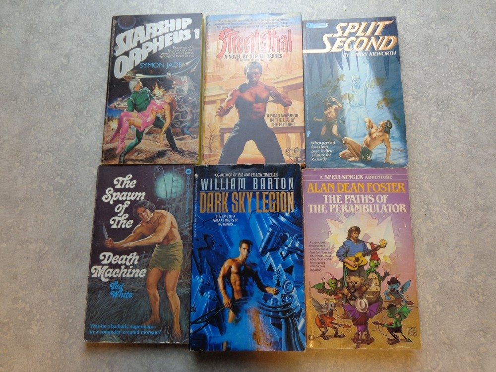 VTG Sci Fantasy PB Book Lot 6 70s 80s Starship Orpheus #1 Spawn of Death Machine
