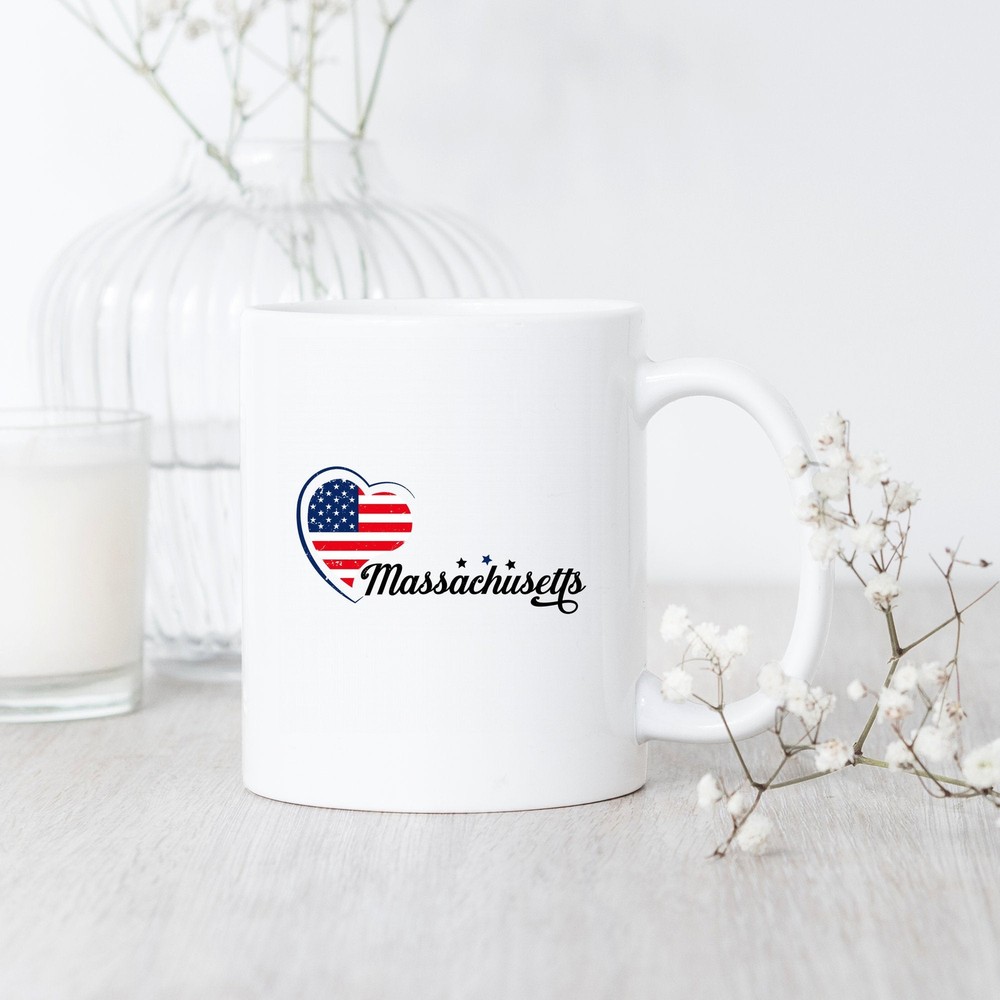 Massachusetts Heart Flag Mug - Unique MA State Gift Idea