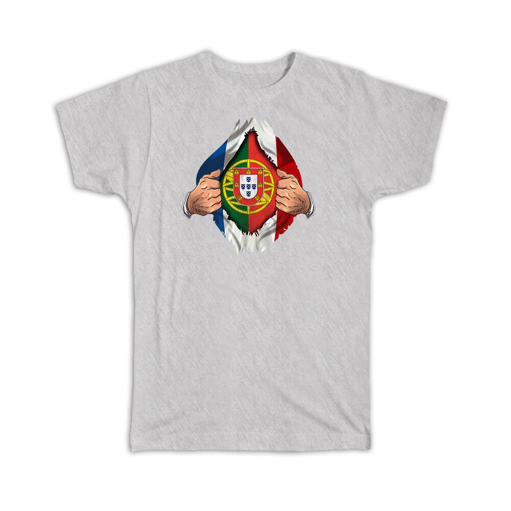 Portugal French Flag Design Gift T-Shirt for Travel Lovers