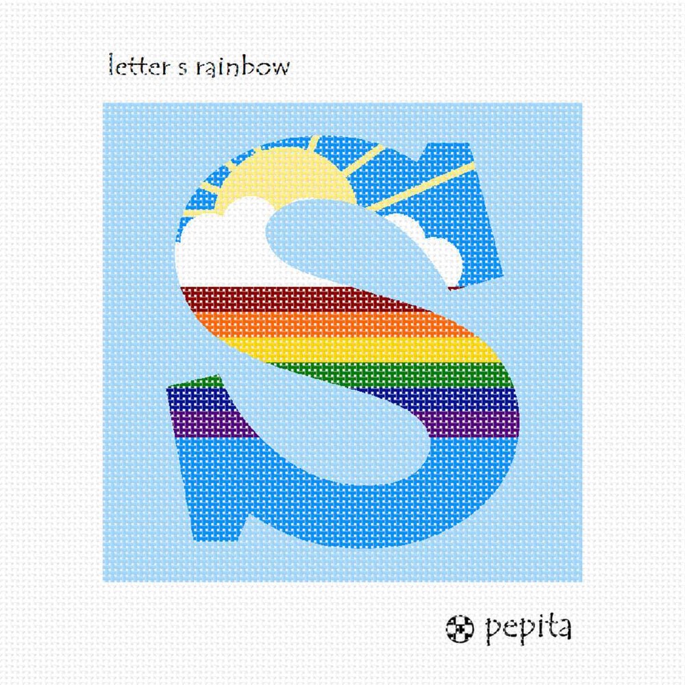 Rainbow Needlepoint Kit or Canvas for Letter S Design