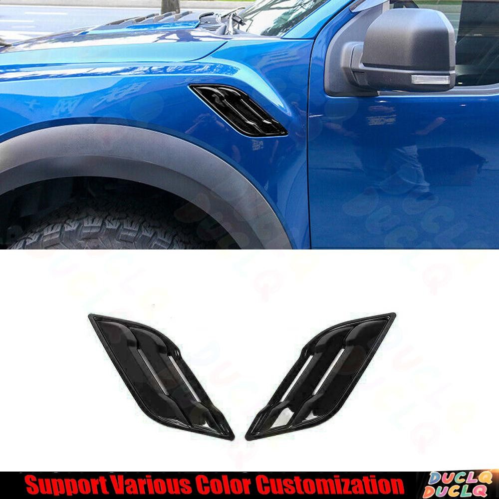 For Ford F-150 2015-2020 Bright Black Side Fender Air Vents Outlet Cover Trim 2*