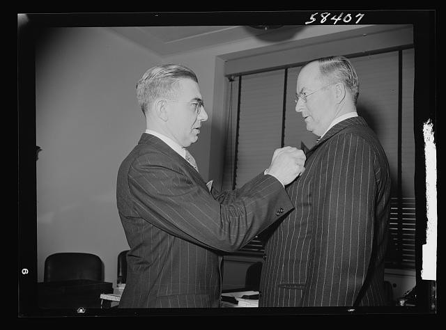Photo:War Production Drive Citation Winners 1940s Men Pinning Award