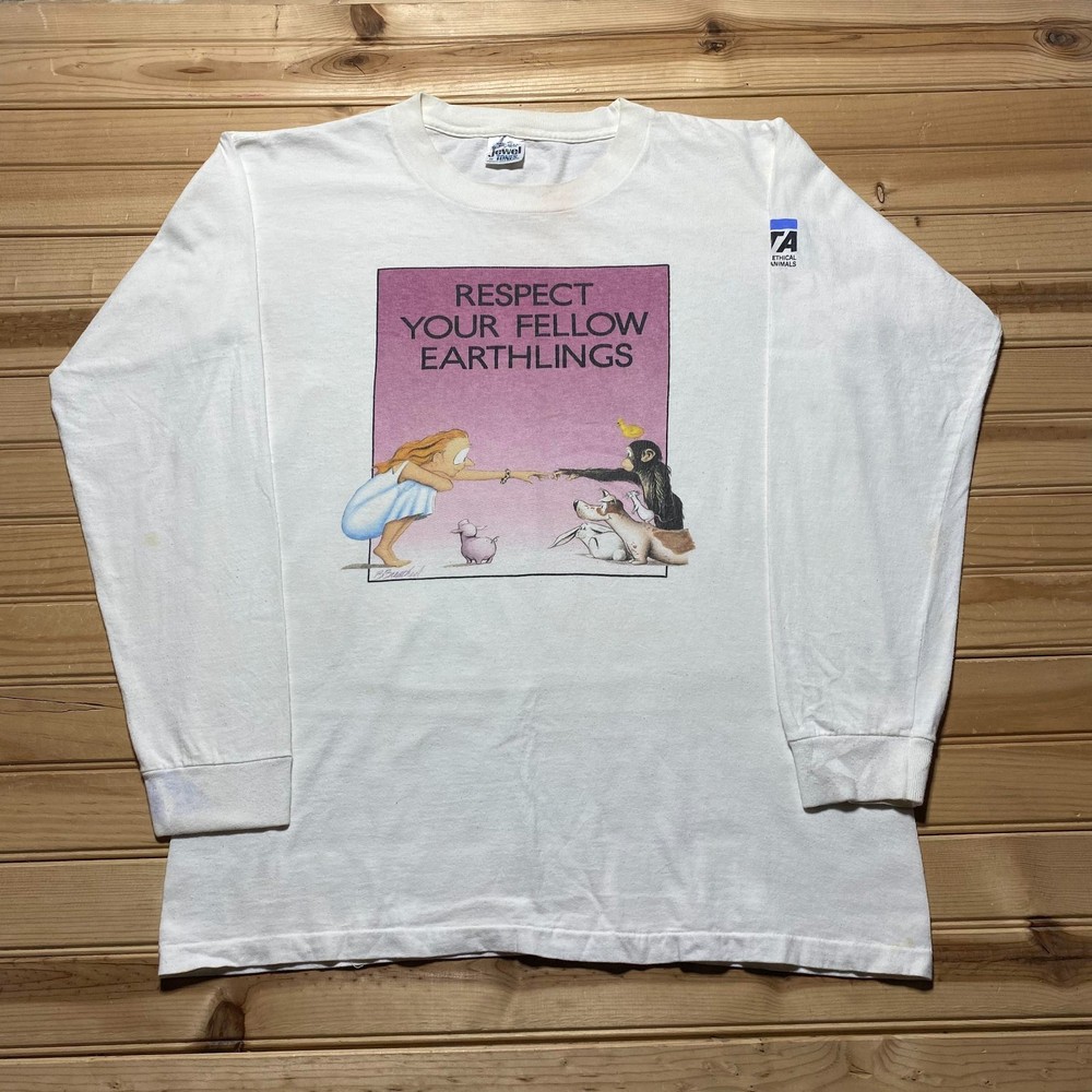 Vintage 90s PETA People Ethical Treatment of Animals Graphic T-Shirt USA Medium