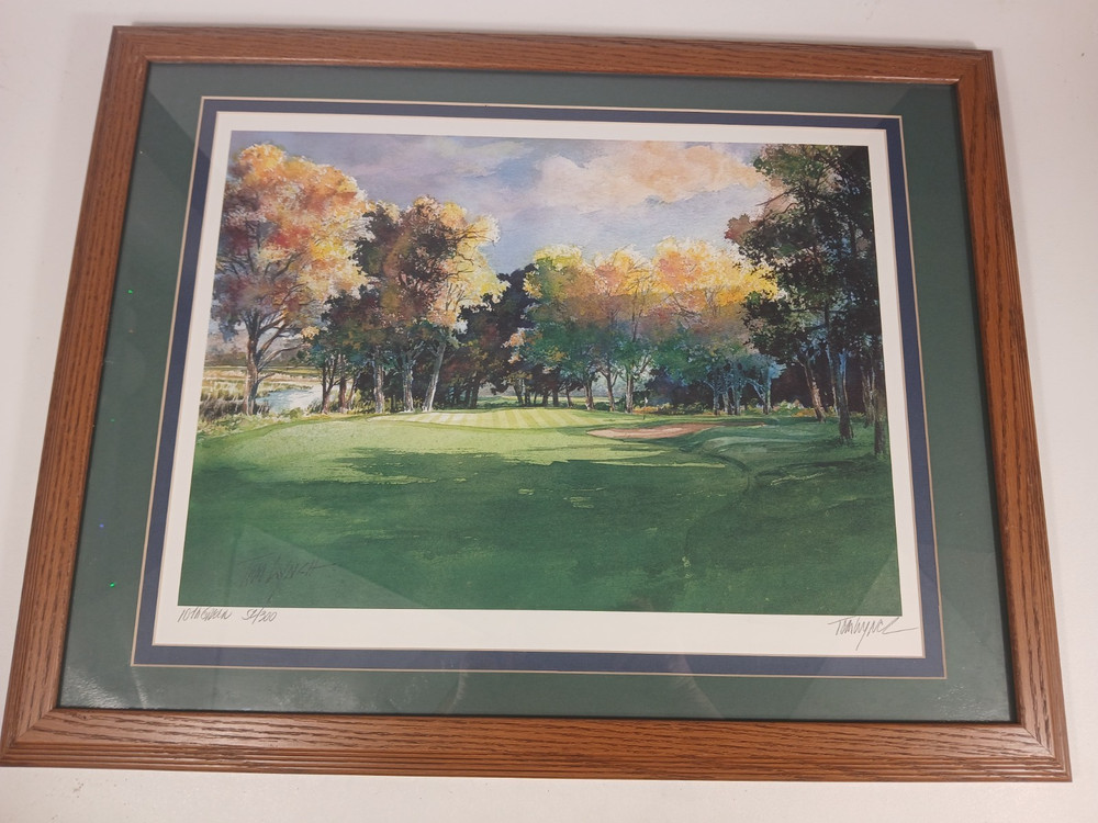 Tom Lynch framed print “ tenth green” Golf   Numbered 52/300 signed 28
