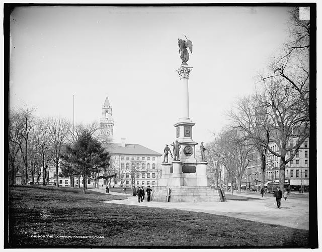 Common,monuments,memorials,Civil War,statues,Worcester,Massachusetts,MA,c1906