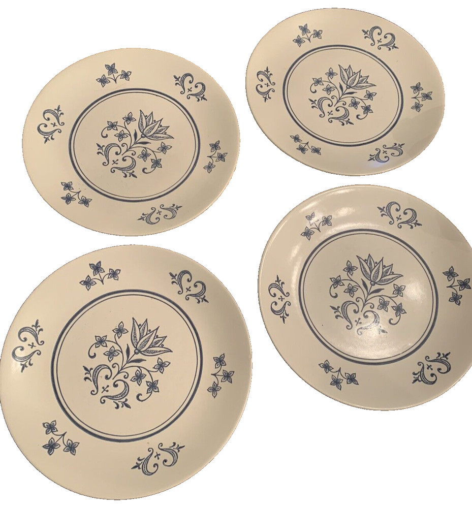 Homer Laughlin Dinner Plates Blue Delft Ironstone SET 4 Sheffield Provincial