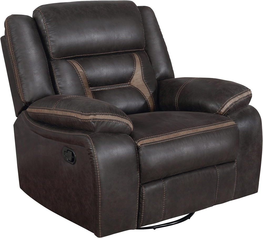 Greer Brown Swivel Glider Recliner Chair with 360 Rotation  