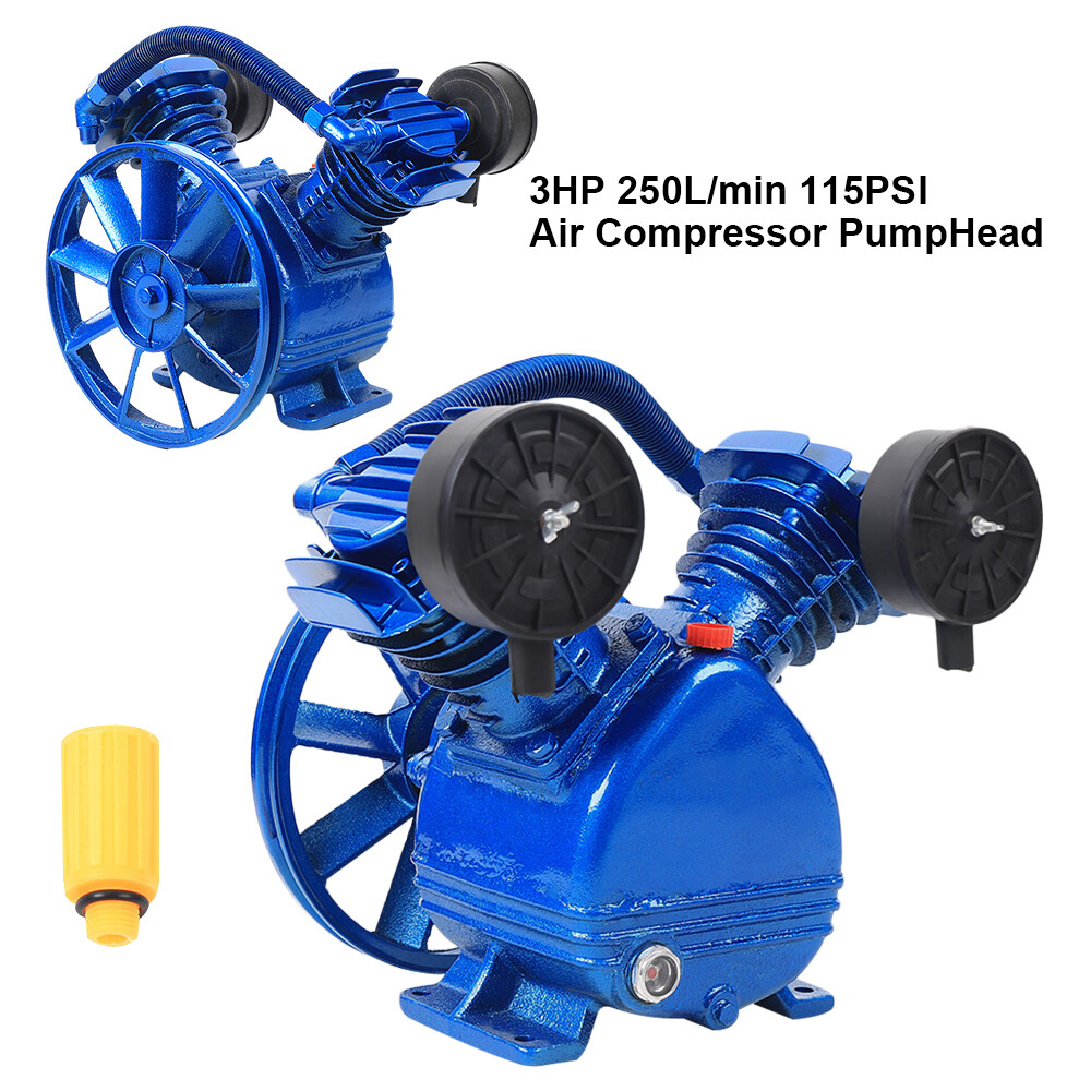 2-Piston V Style Twin Cylinder Air Compressor Pump Motor Head Single Stage