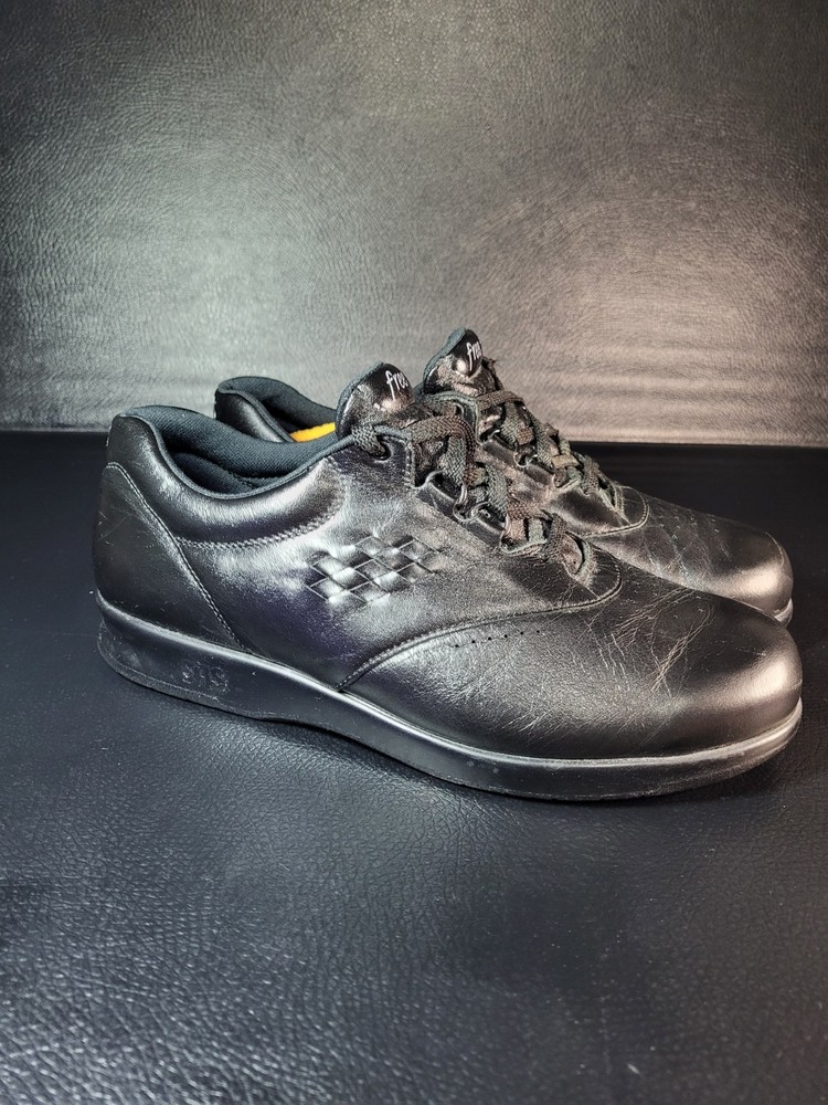 SAS Shoes Women's 10.5W Black Free Time Leather Walking Comfort Lace Up Wide