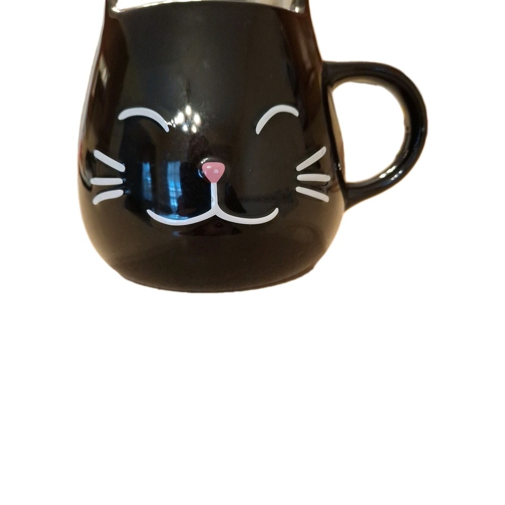 Black Kitty Cat World Market Jumbo Tea Coffee Mug Paw Print Inside