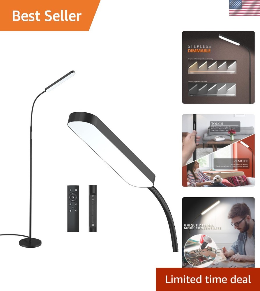 Modern 15W LED Floor Lamp - Stepless Color & Brightness Control, Remote Included