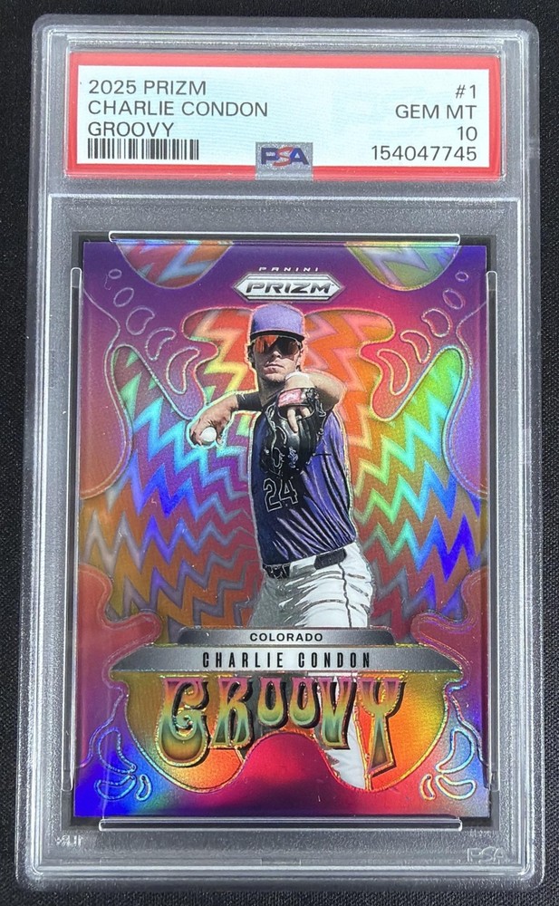 2025 Panini Prizm Charlie Condon #1 Groovy Rockies PSA 10