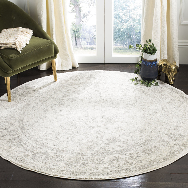 Safavieh Adirondack Collection Area Rug - 4 Round Ivory Silver Distressed