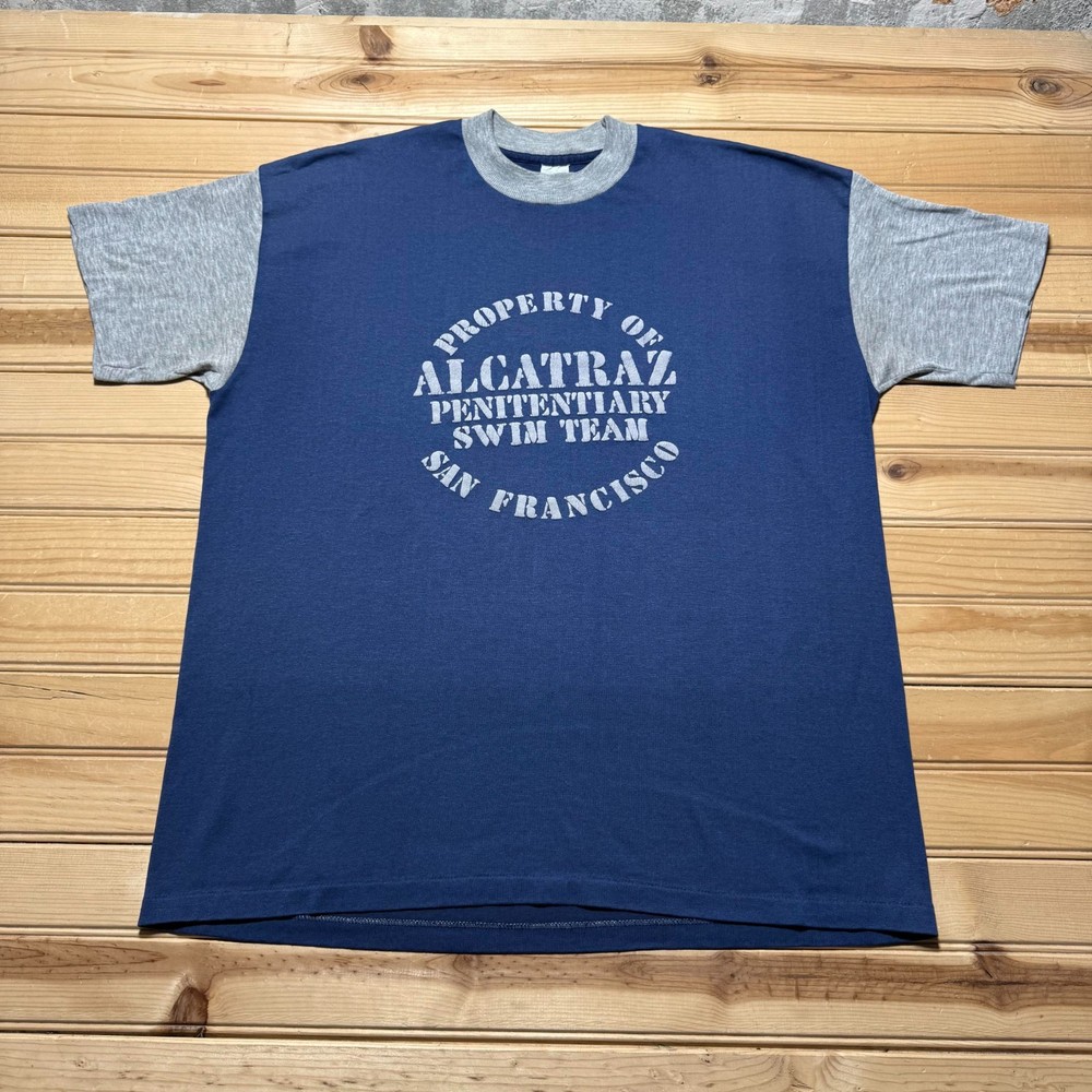Vintage 90s Alcatraz Penitentiary Swim Team San Francisco T-Shirt - Size XL