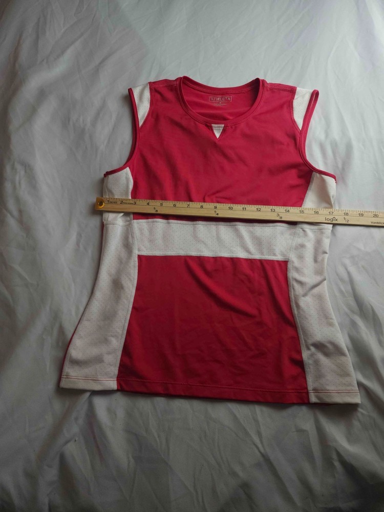 Athleta Tank Top Womens Medium Red White Colorblock Training Running Athletic