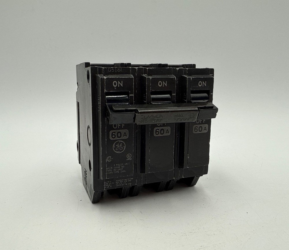 GE THQL32060 Plug On Circuit Breaker 60A 3P 240V THQL 60 Amp 3 Pole