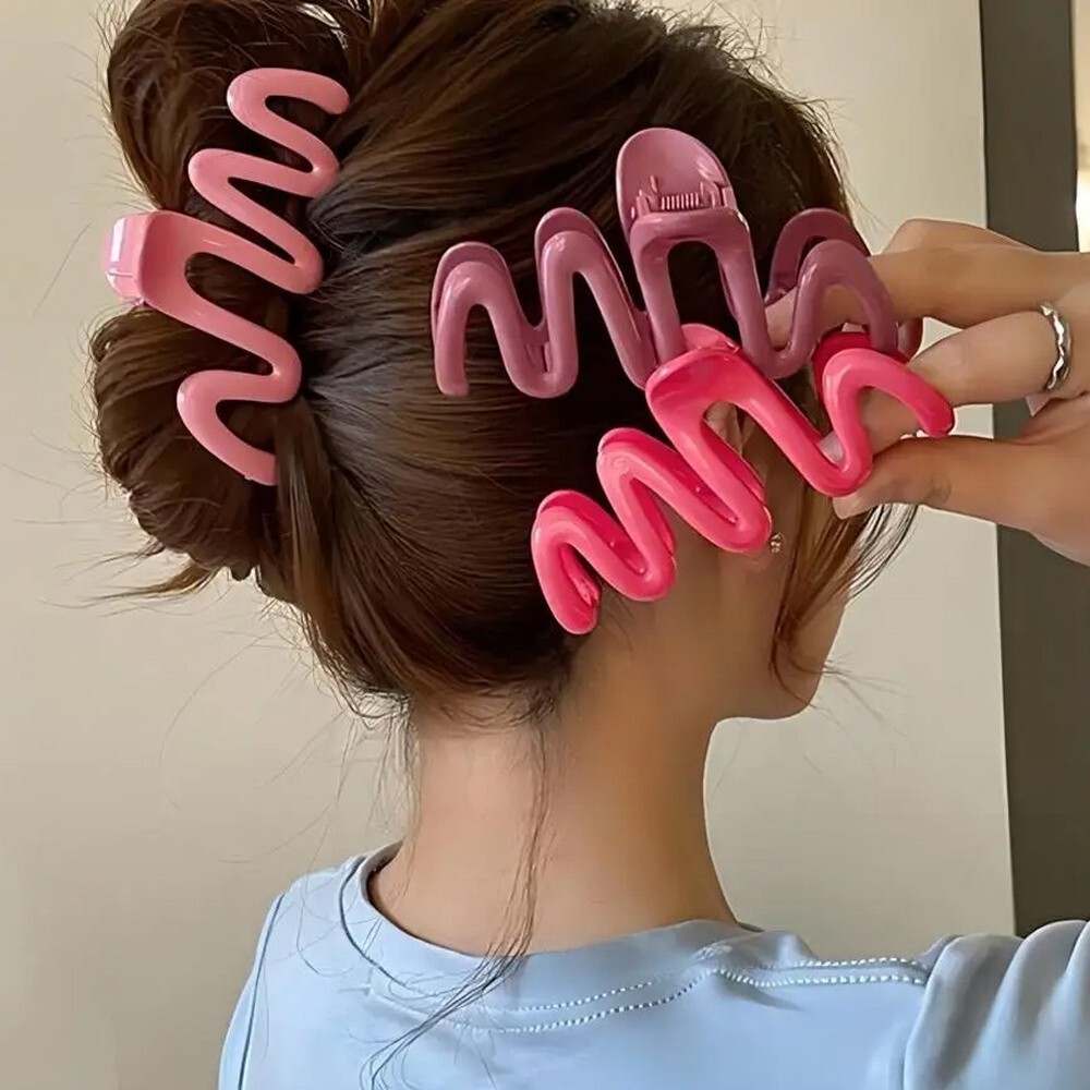 Colorful Wave Claw Hairpin for Women Korean Sweet Irregular Clip Headwear