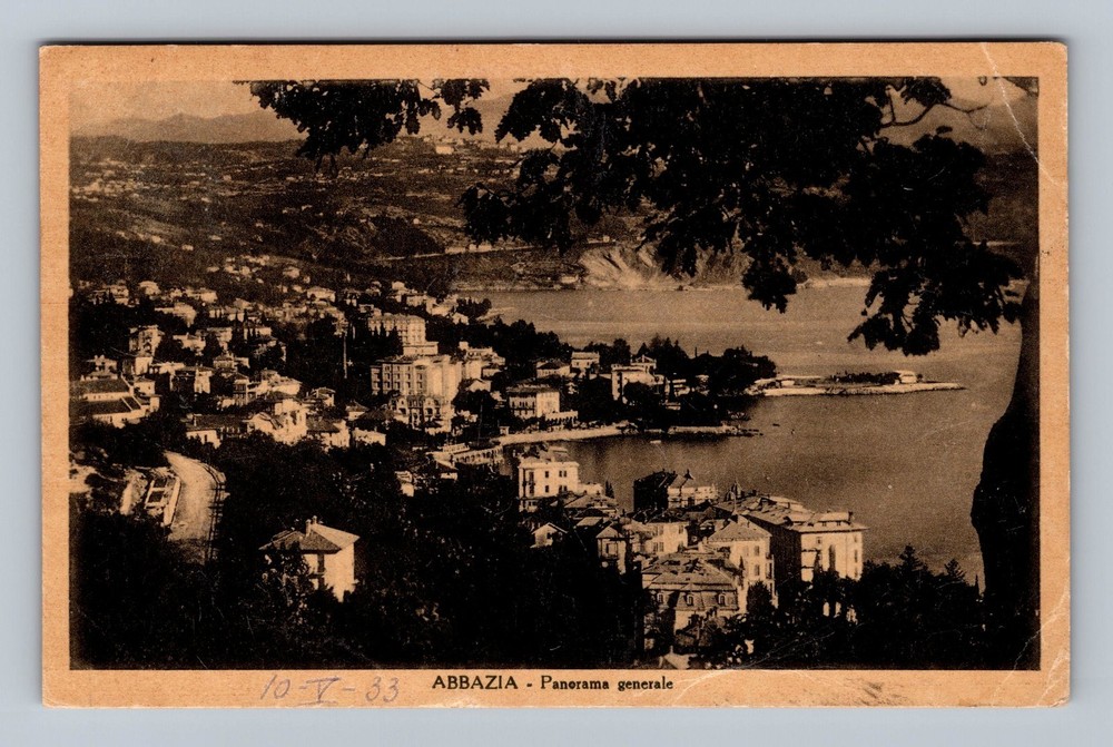 Croatia- Abbazia Panorama City View Standard Souvenir Old Post Vintage Postcard