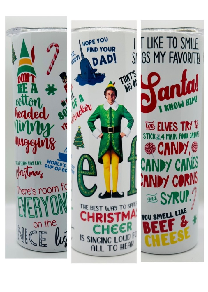 NEW ELF 20 oz. Stainless Steel Tumbler w/Straw Set & Silicone Tip